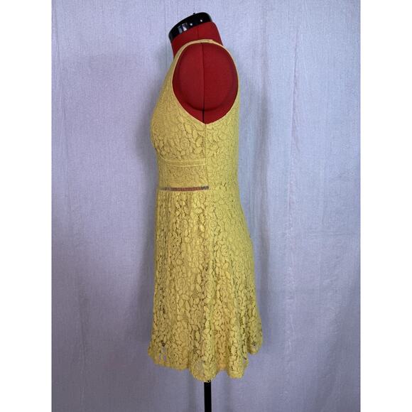 Altar'd State Womens Yellow Lace Dress womens Size Small Fit And Flare Mini E112 - Picture 3 of 12